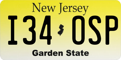NJ license plate I34OSP