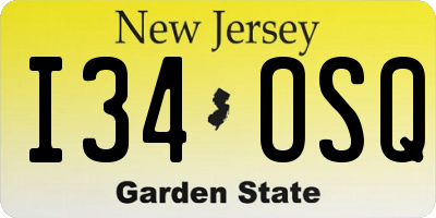 NJ license plate I34OSQ