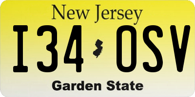 NJ license plate I34OSV