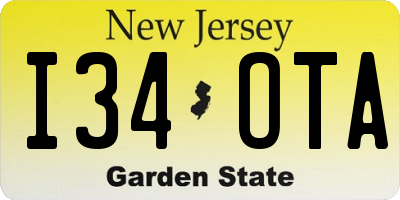 NJ license plate I34OTA