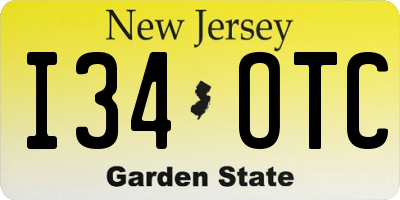 NJ license plate I34OTC