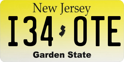 NJ license plate I34OTE