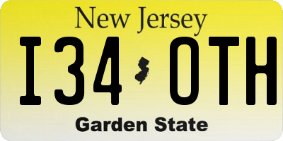 NJ license plate I34OTH