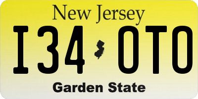 NJ license plate I34OTO