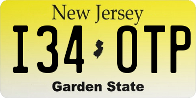 NJ license plate I34OTP