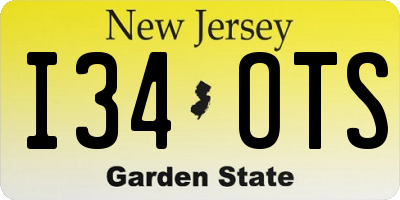 NJ license plate I34OTS