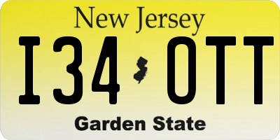 NJ license plate I34OTT