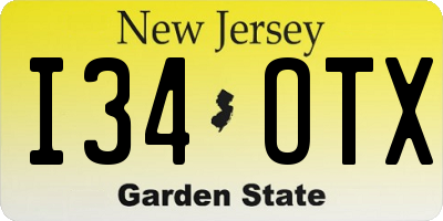 NJ license plate I34OTX