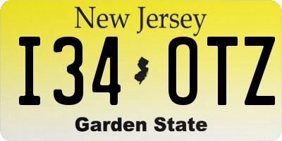 NJ license plate I34OTZ