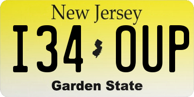 NJ license plate I34OUP