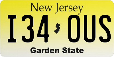 NJ license plate I34OUS
