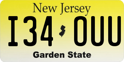 NJ license plate I34OUU