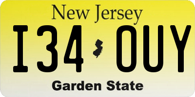 NJ license plate I34OUY