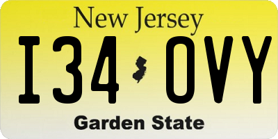NJ license plate I34OVY