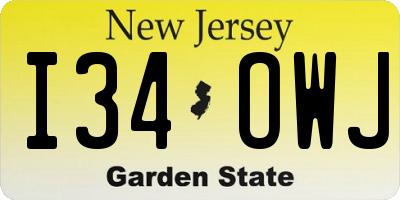 NJ license plate I34OWJ