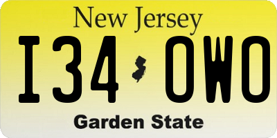NJ license plate I34OWO