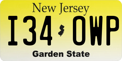 NJ license plate I34OWP