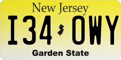 NJ license plate I34OWY