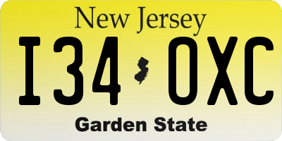 NJ license plate I34OXC