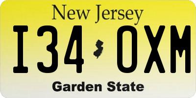 NJ license plate I34OXM