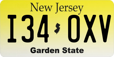 NJ license plate I34OXV