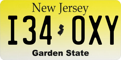 NJ license plate I34OXY
