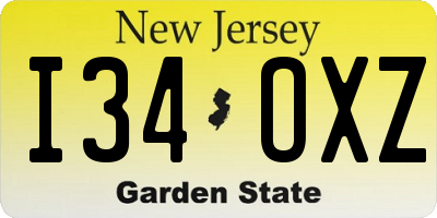 NJ license plate I34OXZ