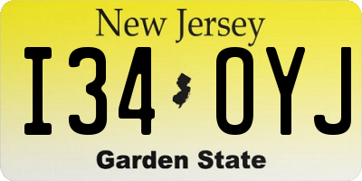 NJ license plate I34OYJ
