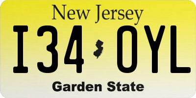 NJ license plate I34OYL