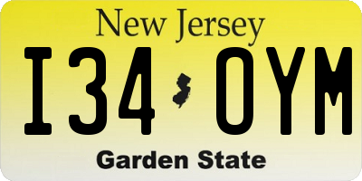 NJ license plate I34OYM