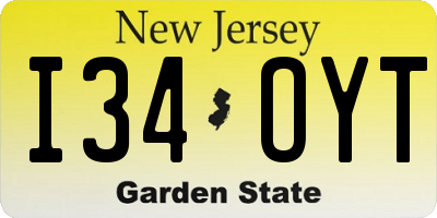 NJ license plate I34OYT