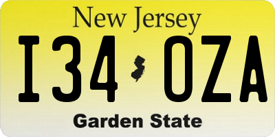 NJ license plate I34OZA