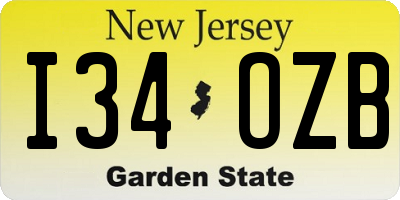 NJ license plate I34OZB