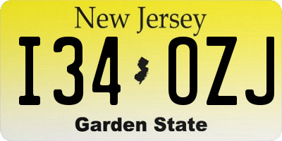 NJ license plate I34OZJ