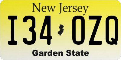NJ license plate I34OZQ