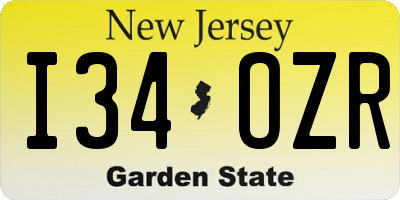 NJ license plate I34OZR
