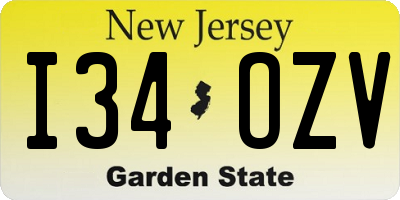 NJ license plate I34OZV