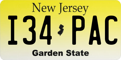 NJ license plate I34PAC