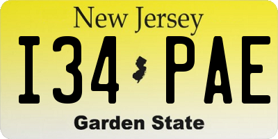 NJ license plate I34PAE