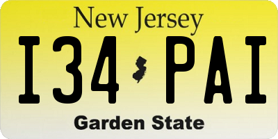 NJ license plate I34PAI
