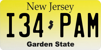 NJ license plate I34PAM