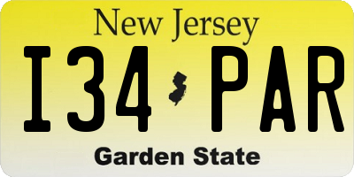 NJ license plate I34PAR