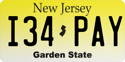 NJ license plate I34PAY