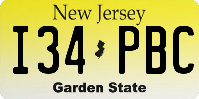 NJ license plate I34PBC