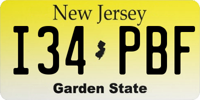 NJ license plate I34PBF