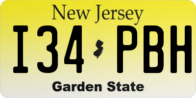 NJ license plate I34PBH