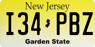 NJ license plate I34PBZ