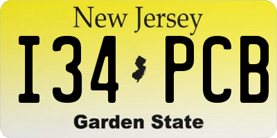 NJ license plate I34PCB