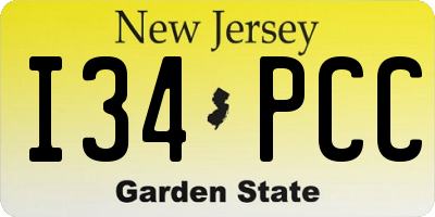 NJ license plate I34PCC