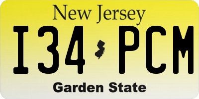 NJ license plate I34PCM